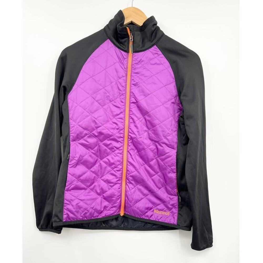 Marmot Quilted Lightweight Full Zip Jacket Coat Purple Black Small Womens